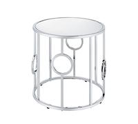 Furniture of America Keenan Lussuoso Glam Specchio Top 58,4 cm Tavolino con Base Decorativa per Soggiorno Camera da Letto Cromato