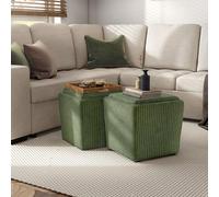 Furniture of America Lennox - Pouf moderno in ciniglia, 43,2 cm, quadrato, con vassoio reversibile, poggiapiedi imbottito per soggiorno, camera da letto, ingresso, verde