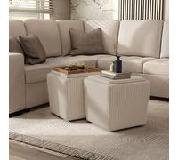 Furniture of America Lennox - Pouf moderno in ciniglia, 43,2 cm, quadrato, con vassoio reversibile, poggiapiedi imbottito per soggiorno, camera da letto, ingresso, beige e rosa