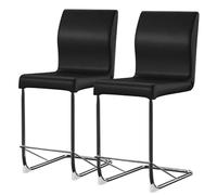 Furniture of America Quezon - Set di 2 moderni banconi in similpelle, gambe cromate imbottite per cucina, Dinnites, soggiorno, 137,2 x 45,1 x 66,7 cm, nero
