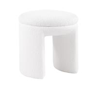 Furniture of America Rami - Pouf moderno da 45,7 cm, in legno massello, imbottito, con base a piedistallo, sgabello da toeletta, piccolo poggiapiedi per camera da letto, soggiorno, ingresso, beige