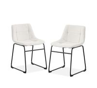 Furniture of America Veradis, Set di 2 sedie moderne in legno curvato, sgabello con schienale e struttura in metallo, comode sedie imbottite per cucina, soggiorno, colore bianco, 76,2 cm