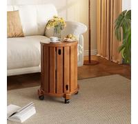 Furniture Stacking Stools, Sofa Side Table for Living Room, Multifunctional Nesting Stools Wooden Dining Chair Set of 4, Portable Office And Classroom (Wood with Wheels)