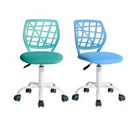 FurnitureR 2pcs Home Office Chair, Ergonomic Regolabile Height Swivel Rolling, Sedia Computer per la casa, L'Ufficio e Lo Studio, Blue, Metallo, Blu Turchese, 38.5CM x40CM x75-87CM