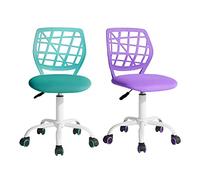 FurnitureR 2pcs Home Office Chair, Ergonomic Regolabile Height Swivel Rolling, Sedia Computer per la casa, L'Ufficio e Lo Studio, Metallo, Viola Turchese, 38.5CM x40CM x75-87CM