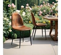 FurnitureR 4 sedie da tavolo da giardino in camoscio, sedia da esterno marrone, stile contemporaneo, materiale ferro verniciato, comfort e robustezza, ideale per giardino e terrazza