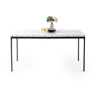 FurnitureR Bianco Marmo Rettangolare Dining Table, for 4-6 People, Modern Minimalist Design, Thick Wood Top with Metal Frame, Elegant Centerpiece for Home Or Office, Outdoor & Indoor 150 x 75 x 75 cm