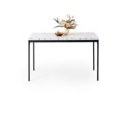 FurnitureR Bianco Marmo Rettangolare Dining Tavolo, L120 cm per 4-6 persone, Modern Minimalist Design, Thick Wood Top with Metal Frame, Elegant Centerpiece for Home or Office, Outdoor & Indoor 120 x