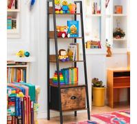 FurnitureR Camera dei bambini - Scaffali trapezoidali aperti, armadio a 5 livelli con cassetti in tessuto non tessuto, scaffale autoportante per ufficio, biblioteca, 42 x 29 x 141 cm