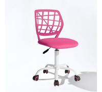 FurnitureR Compact Gaming Chair, Hollow PP Backrest, Adjustable Height, Ergonomic Swivel Sponge Seat, 5-Wheel Iron Base, for Teens & Kids Drawing, Gaming, Classroom, Deep Pink, 38,5 x 40 x 87 cm