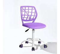 FurnitureR Compact Gaming Chair, Hollow PP Backrest, Adjustable Height, Ergonomic Swivel Sponge Seat, 5-Wheel Iron Base, for Teens & Kids Drawing, Gaming, Classroom, Purple, 38,5 x 40 x 87 cm