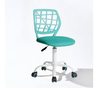 FurnitureR Compact Gaming Chair, Hollow PP Backrest, Adjustable Height, Ergonomic Swivel Sponge Seat, 5-Wheel Iron Base, for Teens & Kids Drawing, Gaming, Classroom, Turchese, 38,5 x 40 x 87 cm