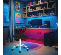 FurnitureR Compact Kids Gaming Chair, Hollow PP Backrest, Adjustable Height, Ergonomic Swivel Sponge Seat, 5-Wheel Iron Base, for Teens & Childrens Drawing, Gaming, Classroom, Nero, 38,5 x 40 x 87 cm
