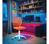 FurnitureR Compact Kids Gaming Chair, Hollow PP Backrest, Adjustable Height, Ergonomic Swivel Sponge Seat, 5-Wheel Iron Base, for Teens & Childrens Drawing, Gaming, Classroom, CITRUS, 38,5 x 40 x 87