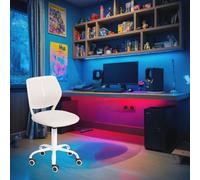 FurnitureR Compact Kids Gaming Chair, Hollow PP Backrest, Adjustable Height, Ergonomic Swivel Sponge Seat, 5-Wheel Iron Base, for Teens & Childrens Drawing, Gaming, Classroom, BEIGE, 38,5 x 40 x 87 cm