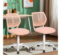 FurnitureR FR 2PCS Carnation Rose scrivania Ufficio ergonomica da Studio Senza braccioli, Sedia Girevole Regolabile in Altezza, Set di 2, Aqua, I, Tessuto Metallo Maglia, E-2PCS Chairs, 2 unità
