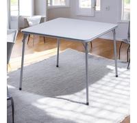 FurnitureR Grey Square Folding Table, Minimalist Design Dining Table, Sturdy Metal Frame and Upholstered Synthetic Leather Top, Modern Living Rooms, Portable for Casual Dining Or Workspace Use-86 cm