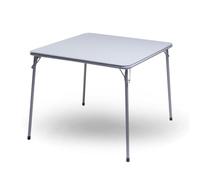 FurnitureR Grey Square Folding Table, Minimalist Design Dining Table, Sturdy Metal Frame and Upholstered Synthetic Leather Top, Modern Living Rooms, Portable for Casual Dining Or Workspace Use 86 cm