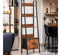 FurnitureR Mensola da bar, supporto per presentazione, per bar, altezza 26 cm, scomparto per bottiglie di alcoli e bicchieri, 5 livelli con cassetti in tessuto non tessuto, 42 x 29 x 141 cm