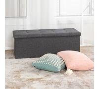 FurnitureR Panca in tessuto per camerette dei bambini, ottomano con estremità del letto, riposapiedi, cassapanca interna con scomparto rimovibile, grigio, 110 x 38 x 38 cm
