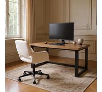 FurnitureR Poltrona direzionale beige, design moderno, materiale ciniglia, altezza regolabile, salvaspazio, uso domestico e ufficio