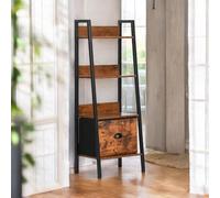 FurnitureR Scaffale d'ingresso, mobile a 4 livelli, con cassetti in tessuto non tessuto, design moderno, legno e metallo, per piccoli spazi, 42 x 29 x 110 cm
