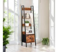 FurnitureR Scaffale d'ingresso, mobile a 5 livelli, portaoggetti con cassetti in tessuto non tessuto, design moderno, legno e metallo, per piccoli spazi, 42 x 29 x 141 cm