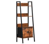 FurnitureR Scaffale industriale a 4 livelli, con cassetto, per soggiorno, camera da letto, casa, ufficio, cucina, giardino, 42,5 x 29 x 110 cm, marrone