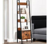 FurnitureR Scaffale portaoggetti per soggiorno, scaffale scala a 5 livelli, altezza 110 cm, libreria industriale, scaffali espositivi per il soggiorno, con cassetti in tessuto non tessuto, 42 x 29 x