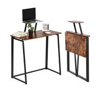 FurnitureR Scrivania per computer pieghevole, stile industriale, mensola a schermo rialzato, compatto, facile da piegare e spostare, ideale per soggiorno o spazio ridotto, 80 x 40 x 74 cm