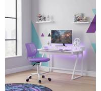 FurnitureR Sedia da Gaming Compatta, Schienale Hollow in PP, Altezza Regolabile, Seduta Ergonomica Girevole in Schiuma Base in Ferro a 5 Ruote per Lettura, Disegno, Gaming, Candy Viola