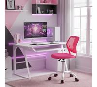 FurnitureR Sedia da Gaming Compatta, Schienale Hollow in PP, Altezza Regolabile, Seduta Ergonomica Girevole in Schiuma Base in Ferro a 5 Ruote per Lettura, Disegno, Gaming, Candy Rosa Scuro