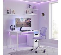 FurnitureR Sedia da Gaming Compatta, Schienale Hollow in PP, Altezza Regolabile, Seduta Ergonomica Girevole in Schiuma Base in Ferro a 5 Ruote per Lettura, Disegno, Gaming, Morandi Viola