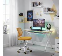 FurnitureR Sedia da Gaming Compatta, Schienale Hollow in PP, Altezza Regolabile, Seduta Ergonomica Girevole in Schiuma Base in Ferro a 5 Ruote per Lettura, Disegno, Gaming, Candy Giallo