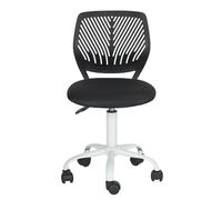 FurnitureR Sedia da gioco per bambini, sedia da ufficio, sedia da gamer, sedia da scrivania, design ergonomico moderno, senza braccio, altezza del sedile, ruote in gomma, colore nero, M