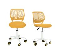 FurnitureR Sedia da scrivania ergonomica in tessuto, senza braccioli, regolabile in altezza, sedia girevole per casa, ufficio, studio, sala giochi, giallo, 40 x 38,5 x 87 cm