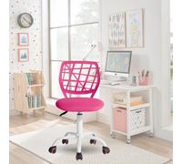 FurnitureR Sedia da ufficio colourate, seduta ergonomica girevole in altezza regolabile per computer, ruote a 5 raggi, sedie e sgabelli da casa, sedile di lavoro, macaron rosa scuro