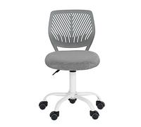 FurnitureR Sedia da ufficio moderna regolabile senza braccioli per giovani studenti, ergonomicamente regolabile, per scrivere a casa, grigio