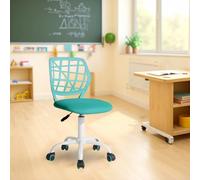 FurnitureR Sedia di classe compatta, seduta ergonomica per la scuola, schienale in rete traspirante, altezza regolabile, sedia multiuso per insegnanti, facile da spostare 360°, turchese