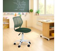 FurnitureR Sedia di classe compatta, seduta ergonomica per la scuola, schienale in rete traspirante, altezza regolabile, sedia da sala da disegno per bambini, facile da spostare 360°, verde