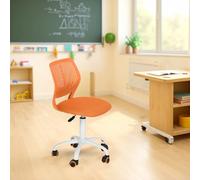 FurnitureR Sedia di classe compatta, seduta ergonomica per la scuola, schienale in rete traspirante, altezza regolabile, sedia da sala da disegno per bambini, facile da spostare a 360°, arancione
