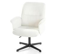 FurnitureR Sedia di direzione moderna stile, sedia da ufficio regolabile in altezza, rotazione a 360°, tessuto morbido, crema beige
