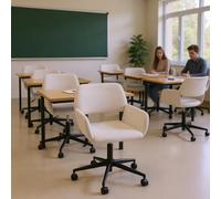 FurnitureR Sedia girevole beige, ciniglia, design ergonomico, moderna, per ufficio e appartamento, regolabile in altezza, comoda sedia girevole