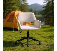 FurnitureR Sedia girevole beige, stile moderno, materiale ciniglia, design ergonomico, compatta e accattivante per l'ufficio e la casa