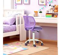 FurnitureR Sedia girevole per bambini regolabile in altezza, girevole a 360 gradi con schienale in tessuto SGS molla a gas colorata PU ruote