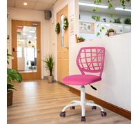 FurnitureR Sedie di ricezione per ufficio, piccole sedie di accoglienza, regolabile in altezza, ruote selezionabili a 360°, schienale ergonomico, seduta in tessuto traspirante, rosa scuro