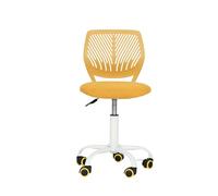 FurnitureR Set di 1 scrivania, Altezza Regolabile, Sedia Girevole con Piccolo Foro Schienale Design per Camera da Letto, Studio, Giallo, 38.5x40x75-87CM