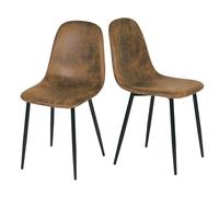 FurnitureR Set di 2 sedie, Finta Pelle Scamosciata, Imbottite, in Metallo, per Cucina, Sala da Pranzo, Soggiorno, Marrone, Suede, 40 x 38.5 x 85 cm, 2 unità