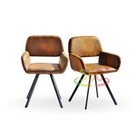 FurnitureR Set di 2 sedie girevoli per sala da pranzo, sedia girevole, sedia da cucina, comoda sedia con braccioli, schienale, braccioli per sala da pranzo, soggiorno, marrone scamosciato
