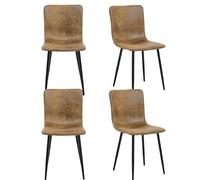 FurnitureR Set di 4 Pranzo in Simili Suede Vintage Sedia da salotto con schienale e senza braccioli per sale di reception, camere da letto, caffè, metallo, 40 x 38 x 86 cm